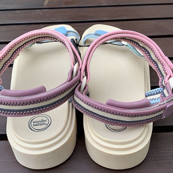NWT Chunky platform hiking pink blue Nature Sandals size 9 - Picture 5 of 6